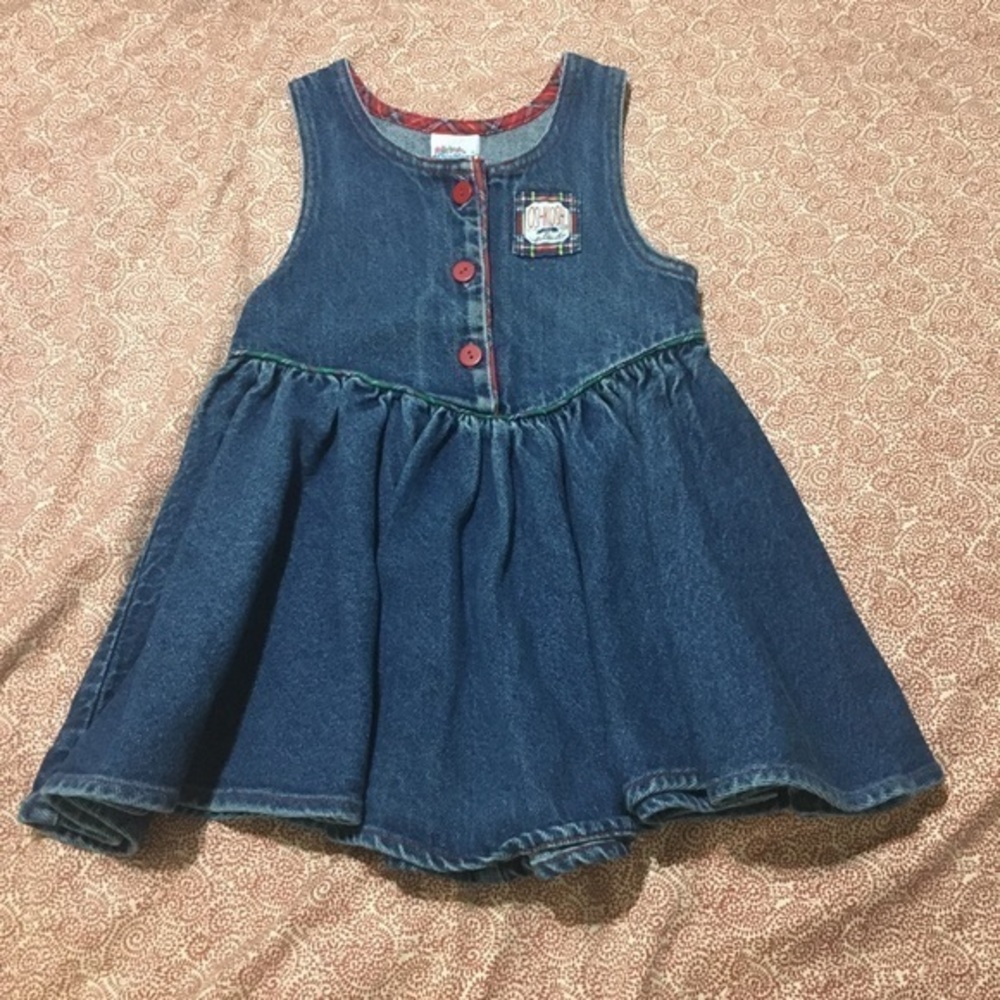 OSHKOSH Vintage Girls Denim Jeans Dress 4T 4